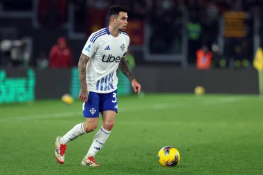 Roma, İtalya 2.03.2025: İtalya Futbol Şampiyonası sırasında Como 'dan Lucas Cunha Serie A Enilive 2024-2025 maçında AS Roma-Como 1907 Roma Olimpico Stadyumu' nda karşılaşacak