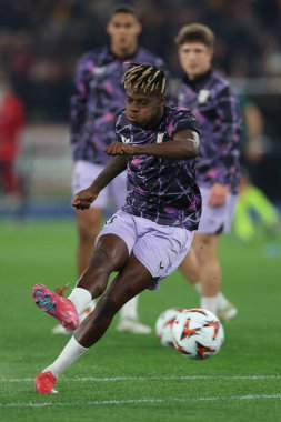 Roma, İtalya 6.03.2025: Bilbao 'lu Nico Williams, Uefa Avrupa Ligi 2024-2025, 16. Round karşılaşmalarında Roma' daki Olimpiyat Stadyumu 'nda AS Romanlar ve Athletic Club Bilbao arasındaki futbol karşılaşmasında görev aldı..