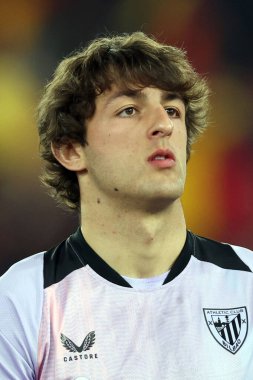 Roma, İtalya 6.03.2025: Uefa Avrupa Ligi 2024-2025 Avrupa Ligi 'nde Bilbao' lu Unai Gomez 'e yakın çekim, 16' ncı tur, AS Romanlar ve Athletic Club Bilbao arasında Roma Olimpiyat Stadyumu 'nda oynanan futbol karşılaşması.