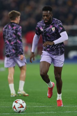 Roma, İtalya 6.03.2025: Bilbao 'dan Inaki Williams, Uefa Avrupa Ligi 2024-2025, 16. Round karşılaşmalarında Roma' daki Olimpiyat Stadyumu 'nda AS Romanlar ve Athletic Club Bilbao arasındaki futbol karşılaşmasında görev aldı..