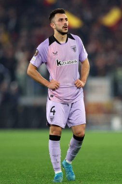 Roma, İtalya 6.03.2025: Bilbao Aitor Paredes, Uefa Avrupa Ligi 2024-2025, 16. Round, AS Romanlar ve Athletic Club Bilbao arasında Roma 'daki Olimpiyat Stadyumu' nda oynanan futbol karşılaşmasında görev aldı..