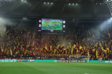 Roma, İtalya 6.03.2025: Uefa Avrupa Ligi 2024-2025, 16. Round, AS Romanlar ve Athletic Club Bilbao arasındaki futbol karşılaşması Roma Olimpiyat Stadyumu 'nda görüldü..