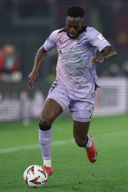 Roma, İtalya 6.03.2025: Uefa Avrupa Ligi 2024-2025, 16. Round, AS Romanlar ve Athletic Club Bilbao arasındaki futbol karşılaşması Roma Olimpiyat Stadyumu 'nda görüldü..