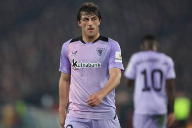 Roma, İtalya 6.03.2025: Uefa Avrupa Ligi 2024-2025, 16. Round, AS Romanlar ve Athletic Club Bilbao arasındaki futbol karşılaşması Roma Olimpiyat Stadyumu 'nda görüldü..