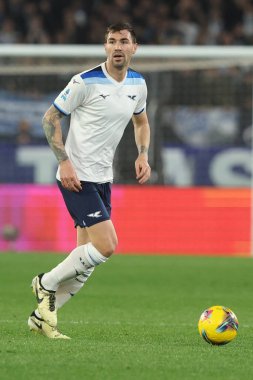 Roma, İtalya 10.03.2025: Lazio 'lu Alessio Romagnoli İtalyan futbol şampiyonası Serie A Enilive 2024-2025 karşılaşmasında Roma' daki Stadio Olimpico 'da SS Lazio' ya karşı Udinese Calcio maçında iş başında görüldü