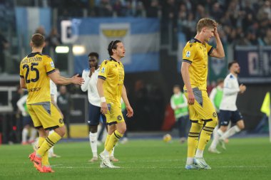Roma, İtalya 10.03.2025: Roma 'da Stadio Olimpico' da oynanan SS Lazio - Udinese Calcio maçında İtalya Futbol Şampiyonası 'nda oynanan Serie A Enilive 2024-2025 karşılaşmasında görülüyor.