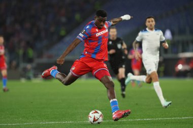 Roma, İtalya 13.03.2025: Viktoryalı Rafiu Durosinmi Uefa Avrupa Ligi 2024-2025, 16. tur karşılaşmasında Roma 'daki Olimpiyat Stadyumu' nda SS Lazio ile Viktoria Plzen arasındaki maçta görüldü..