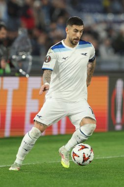 Roma, İtalya 13.03.2025: Lazio 'lu Mattia Zaccagni Uefa Avrupa Ligi 2024-2025, 16. tur karşılaşmasında Roma' daki Olimpiyat Stadyumu 'nda SS Lazio' ya karşı Viktoria Plzen arasındaki maçta görüldü..