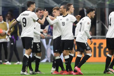 Milan, İtalya 20.03.2025: Almanya 'dan Tim Kleindienst golü attı ve Uefa Milletler Ligi 2025, çeyrek final, İtalya ile Almanya arasındaki futbol maçı Milano' daki Giuseppe Meazza Stadyumu 'nda kutladı..