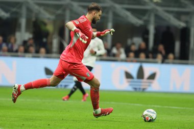 Milan, İtalya 20.03.2025: İtalyan Gianluigi Donnarumma Uefa Milletler Ligi 2025, çeyrek final, İtalya ile Almanya arasındaki futbol maçı Milano 'daki Giuseppe Meazza Stadyumu' nda görüldü..