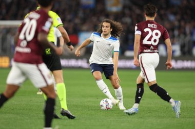 Roma, İtalya 31.03.2025: Lazio 'lu Matteo Guendouzi İtalya futbol şampiyonluğu sırasında Serie A Enilive 2024-2025 karşılaşmasında SS Lazio Torino FC' ye karşı Roma 'daki Stadio Olimpico' da