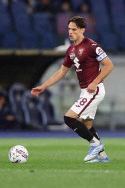 Roma, İtalya 31.03.2025: İtalya Futbol Şampiyonası sırasında Torino 'lu Samuele Ricci Serie A Enilive 2024-2025 karşılaşmasında SS Lazio Torino FC' ye karşı Roma 'daki Stadio Olimpico' da