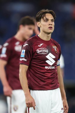 Roma, İtalya 31.03.2025: İtalya Futbol Şampiyonası sırasında Torino 'lu Samuele Ricci Serie A Enilive 2024-2025 karşılaşmasında SS Lazio Torino FC' ye karşı Roma 'daki Stadio Olimpico' da