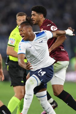 Roma, İtalya 31.03.2025: Lazio 'dan Tijjani Noslin İtalya futbol şampiyonluğu sırasında Serie A Enilive 2024-2025 karşılaşmasında SS Lazio Torino FC' ye karşı Roma 'daki Stadio Olimpico' da