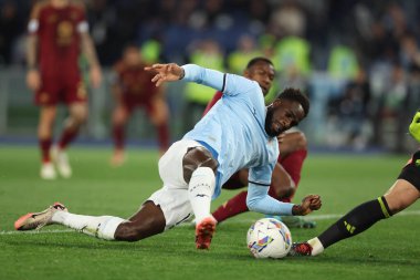 Roma, İtalya 13.4.2025: İtalyan futbol şampiyonluğu sırasında Lazio 'lu Boulaye Dia Serie A Enilive 2024-2025 Derby karşılaşmasında Roma' daki Stadio Olimpico 'da SS Lazio AS Roma' ya karşı.