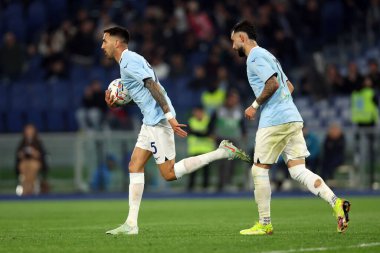 Roma, İtalya 28.4.2025: Lazio 'lu Matias Vecino İtalya futbol şampiyonası Serie A Enilive 2024-2025 derby karşılaşmasında İtalya' daki Stadio Olimpico 'da SS Lazio-Parma Calcio 1913 karşılaşmasında gol attı..