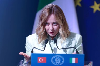 Roma, İtalya 29.4.2025: İtalya Başbakanı Giorgia Meloni, Türkiye Cumhurbaşkanı Recep Tayyip Erdoğan 'ı Roma ile Ankara arasındaki dördüncü zirvenin yapılacağı Villa Pamphili' de karşıladı.