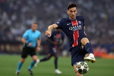 Münih, Almanya 31 Mayıs 2025: 2024-2025 UEFA Şampiyonlar Ligi final maçı sırasında Münih 'teki Allianz Arena' da Paris Saint Germain ile Inter Milan arasında oynanacak..