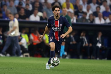 Münih, Almanya 31 Mayıs 2025: 2024-2025 UEFA Şampiyonlar Ligi Finali sırasında Münih 'teki Allianz Arena' da Paris Saint Germain ile Inter Milan arasında oynanan karşılaşmada PSG 'li Vitinha.