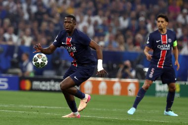 Münih, Almanya 31 Mayıs 2025: PSG 'den Ousmane Dembele 2024-2025 UEFA Şampiyonlar Ligi final maçı sırasında Paris Saint Germain ile Münih' teki Allianz Arena maçında.