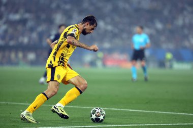 Münih, Almanya 31 Mayıs 2025: Inter 'den Francesco Acerbi 2024-2025 UEFA Şampiyonlar Ligi Finali sırasında Paris Saint Germain ile Münih' teki Allianz Arena maçında.