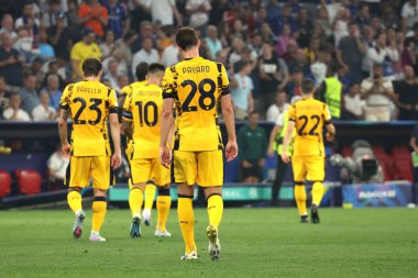 Münih, Almanya 31 Mayıs 2025: 2024-2025 UEFA Şampiyonlar Ligi Finali sırasında Münih 'teki Allianz Arena' da Paris Saint Germain ile Inter Milan arasında oynanan karşılaşma.