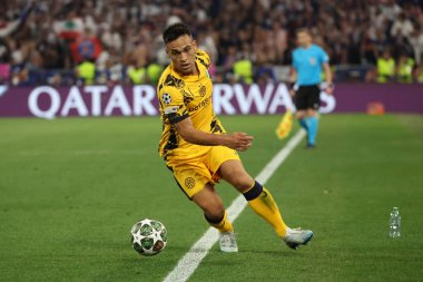 Münih, Almanya 31 Mayıs 2025: 2024-2025 UEFA Şampiyonlar Ligi Finali sırasında Paris Saint Germain ile Münih 'teki Allianz Arena maçında Lautaro Martinez.