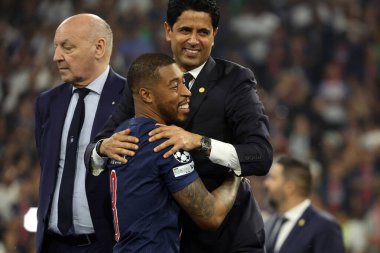 Münih, Almanya 31 Mayıs 2025: 2024-2025 UEFA Şampiyonlar Ligi final maçı sırasında Münih 'teki Allianz Arena' da Paris Saint Germain ile Inter Milan arasında oynanacak..