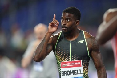 Roma, İtalya 6 Haziran 2025: Erkekler 100 metre, Bromell Trayvon (ABD) Roma 'daki Stadio Olimpico' da düzenlenen 2025 Pietro Mennea Atletizm Altın Galası sırasında yarışacak