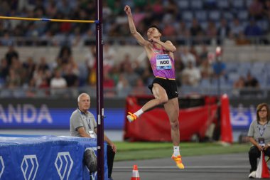 Roma, İtalya 6 Haziran 2025: Erkekler Yüksek Atlayışı, Woo Sanghyeok (KOR) Wanda Diamond Ligi Altın Gala Pietro Mennea 2025 Roma Olimpiyatları 'nda mücadele ediyor.