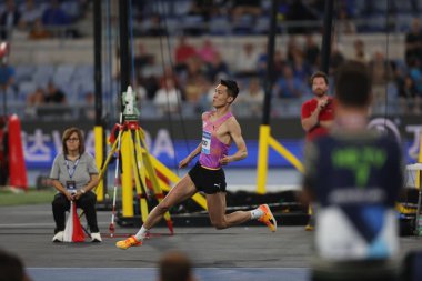 Roma, İtalya 6 Haziran 2025: Erkekler Yüksek Atlayışı, Woo Sanghyeok (KOR) Wanda Diamond Ligi Altın Gala Pietro Mennea 2025 Roma Olimpiyatları 'nda mücadele ediyor.