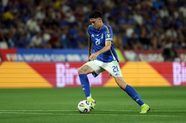 Reggio Emilia, İtalya 9 Haziran 2025: İtalyan Gianluigi Donnarumma 2026 Dünya Kupası ön eleme karşılaşmasında İtalya ile Moldova arasındaki Reggio Emilia stadyumunda, Stadio Citt del Tricolore Stadyumu. 