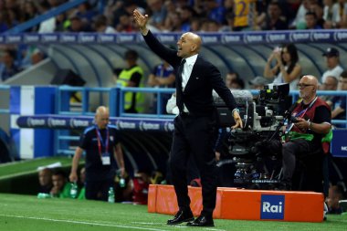 Reggio Emilia, İtalya 9 Haziran 2025: İtalya 'nın Luciano Spalletti teknik direktörü 2026 Dünya Kupası ön eleme karşılaşmasında İtalya ile Moldova arasında Reggio Emilia Stadyumu, Stadio Citt del Tricolore' da görüldü.. 