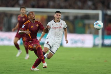 Roma, İtalya - 23 Ağustos 2025: Roman Wesley Franca, Roma 'daki Olimpiyat Stadyumu' nda Roma - Bologna FC 1909 arasındaki Serie A Enilive 2025-2026 maçının birinci gününde görev başında görüldü.