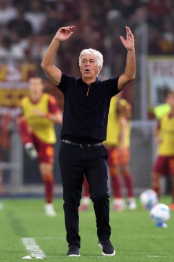 Roma, İtalya - 23 Ağustos 2025: Gian Piero Gasperini Roma Olimpiyat Stadyumu 'nda Roma - Bologna FC 1909 arasındaki Serie A Enilive 2025-2026 maçında görev yapan Roman teknik direktörü.