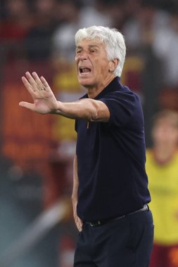 Roma, İtalya - 23 Ağustos 2025: Gian Piero Gasperini Roma Olimpiyat Stadyumu 'nda Roma - Bologna FC 1909 arasındaki Serie A Enilive 2025-2026 maçında görev yapan Roman teknik direktörü.