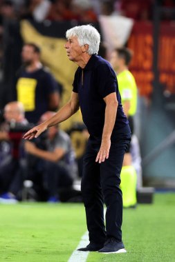 Roma, İtalya - 23 Ağustos 2025: Gian Piero Gasperini Roma Olimpiyat Stadyumu 'nda Roma - Bologna FC 1909 arasındaki Serie A Enilive 2025-2026 maçında görev yapan Roman teknik direktörü.