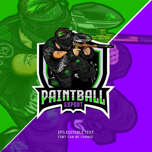 Paintball Logo Paintball Mascot Logo — Stock Vector