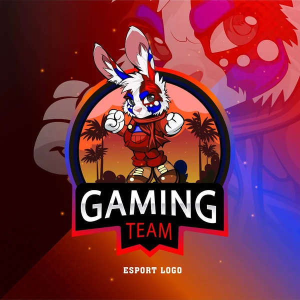Rabbits Esport Gaming Mascot Logo Design — Stock Vector