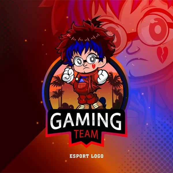 Angry Girl Esport Gaming Mascot Logo Design — Stock Vector