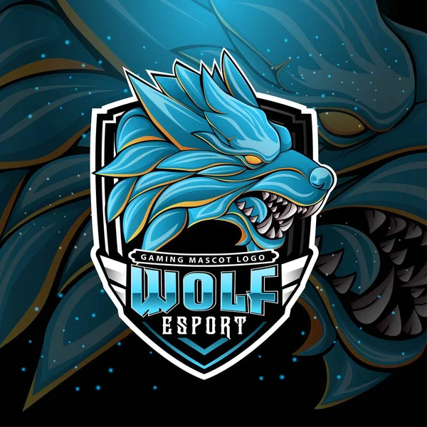 Wolf Esport Gaming Mascot Logo Vector Design — Stock Vector