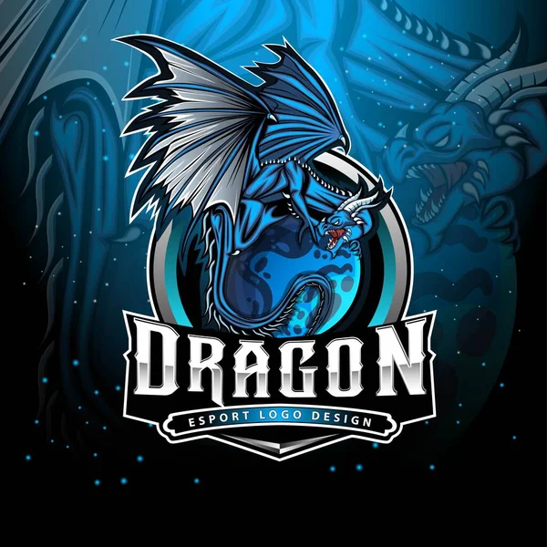 Wild Dragon Esport Gaming Mascot Logo Design — Stock Vector