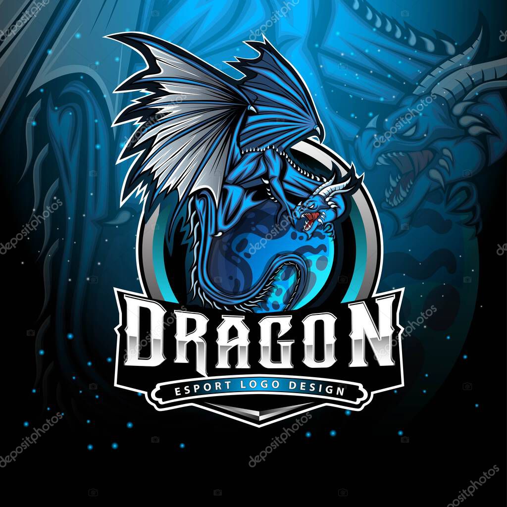 Wild Dragon Esport gaming mascot logo design