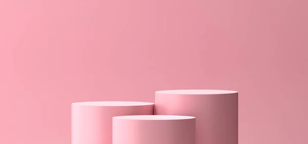 Roze Podium Cosmetische Display Product Stand — Stockfoto