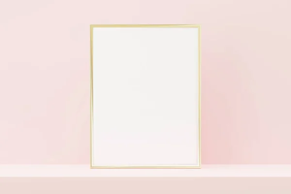 Verticaal Frame Voor Maquette Frame Poster Roze Achtergrond — Stockfoto