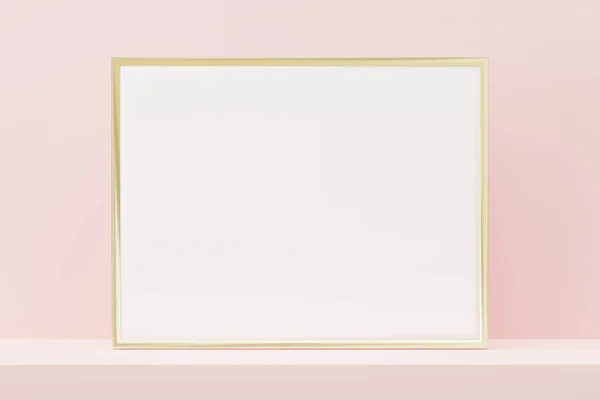 Horizontal Frame Mock Frame Poster Pink Background — Stock Photo, Image