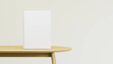 Boş kitap kapağı ahşap masada maket yap.. 