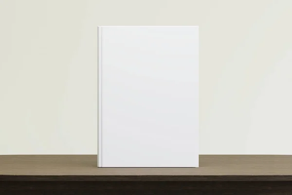 stock image Blank book cover mock up on wood table. 