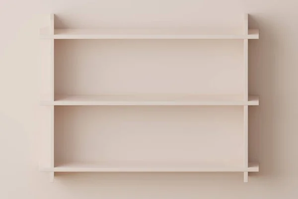 Minimal geometric white shelf product display for product presentation.