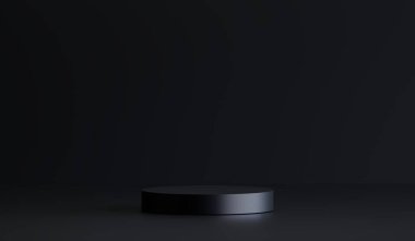 Ürün gösterisi Kara Cuma konsepti, ürün sunumu için siyah podyum.